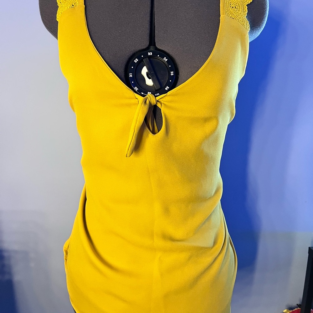 Yellow Tie Front Tank Top